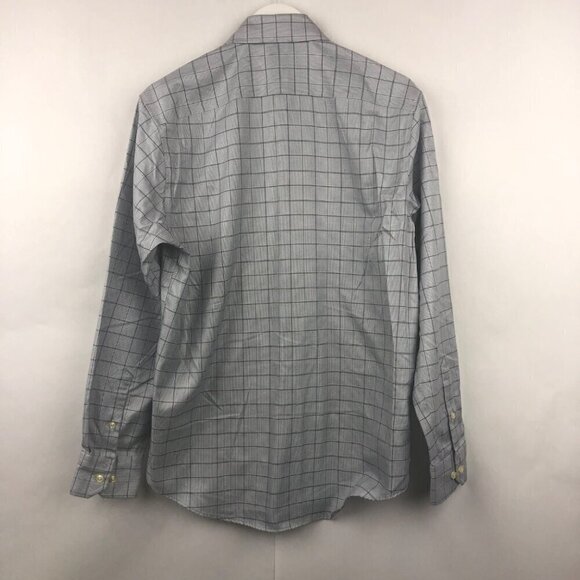 Egara Windowpane Print Long Sleeve Men's Dress Shirt Size 15-15 1/2 - Picture 6 of 11